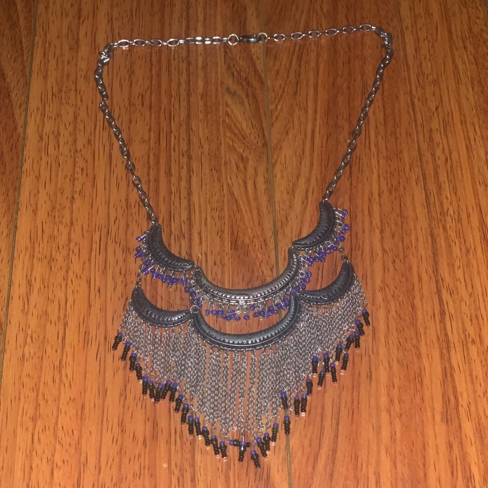 Free People silver and blue necklace